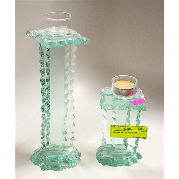 2 GLASS CANDLE HOLDERS