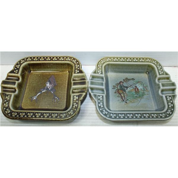 2 LARGE IRISH PORCELAIN WADE ASHTRAYS