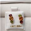 Image 2 : 10K YELLOW GOLD EMERALD,RUBY,CITRINE  EARRINGS