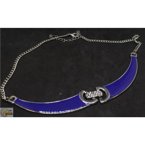 SILVER TONE WITH BLUE ANGLE STYLE NECKLACE