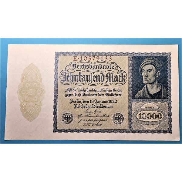 3)  GERMAN 10,000 MARK BANKNOTE, DATED