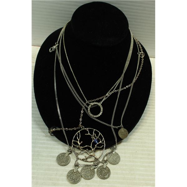 SILVER TONE NECKLACES ALL TOGETHER