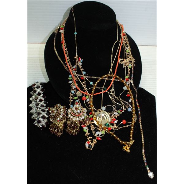 RED & GOLD TONE JEWELRY ALL TOGETHER