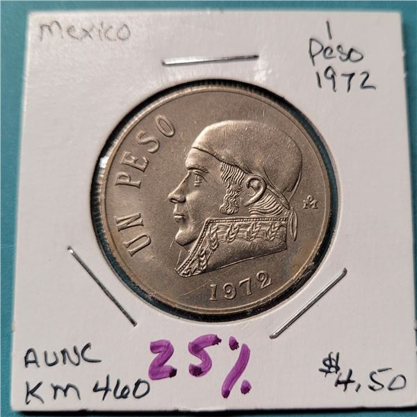 22) 1972 1 PESO MEXICAN COIN