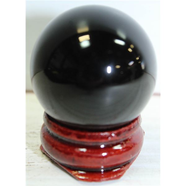 #234-NATURAL BLACK OBSIDIAN SPHERE BALL 29.6 mm