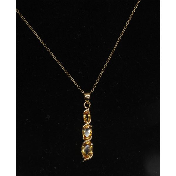 #317-CITRINE NECKLACE & PENDANT 18"