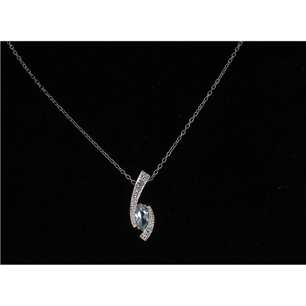 #361-SKY BLUE TOPAZ NECKLACE PENDANT 18"