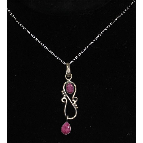 #337-RED BERYL GEMSTONE NECKLACE & PENDANT 3.29g