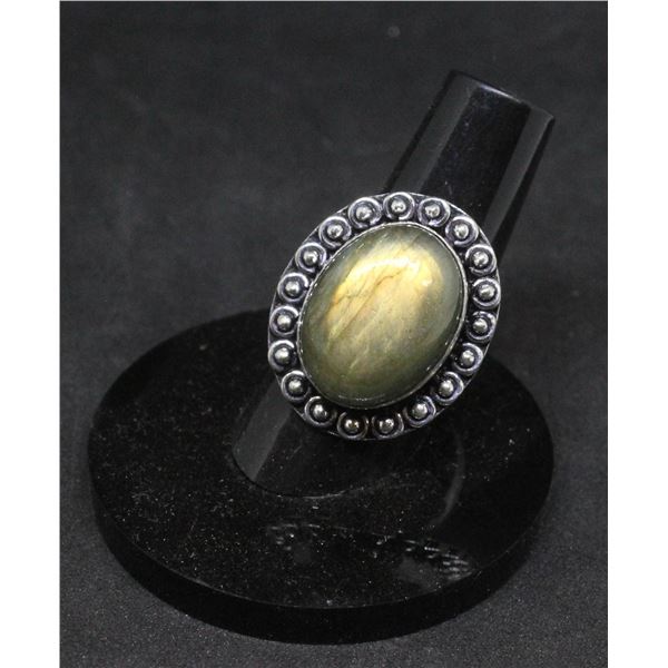 #110-NATURAL FIRE LABRADORITE RING SIZE 6