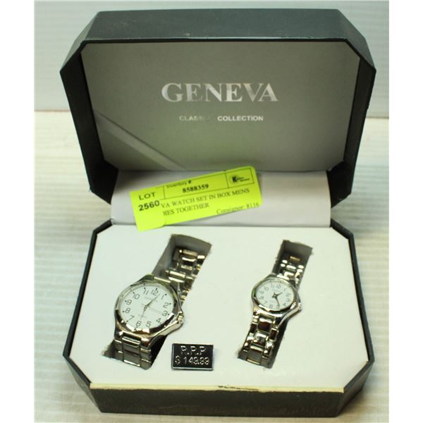 GENEVA WATCH SET IN BOX MENS & LADIES TOGETHER