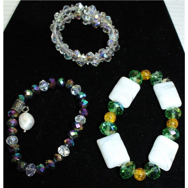 3 AUSTRIAN CRYSTAL BRACELETS ALL TOGETHER