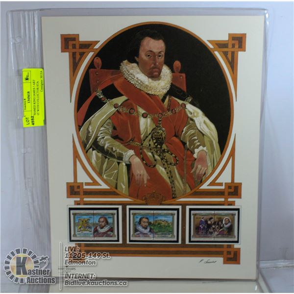 UNFRAMED KING JAMES I ART PRINT WITH COLLECTOR STA