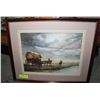 SIGNED WESTERN WAGON TRAIN SETTLERS ART