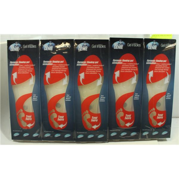 5 PAIRS OF GEL GENIE GEL INSOLES SIZE 5.5-8.5