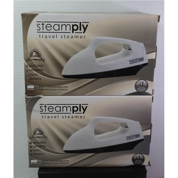 2 NEW WHITE STEAMPLY TRAVEL STEAMERS