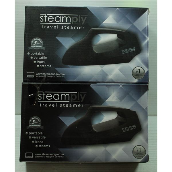 LOT OF 2 NEW STEAMPLY BLACK TRAVEL STEAMERS