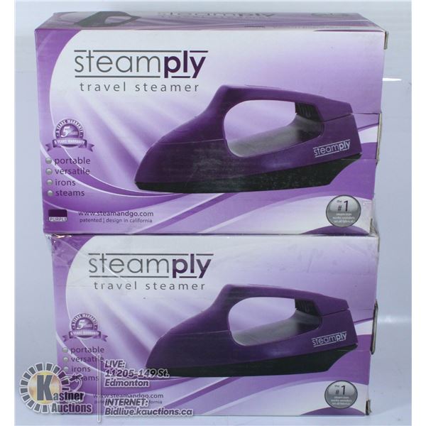 LOT OF 2 PURPLE TRAVEL STEAMERS.