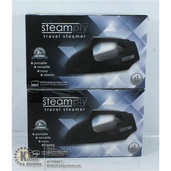 2 NEW BLACK STEAMPLY TRAVEL STEAMERS