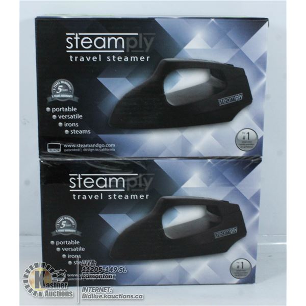 2 NEW BLACK STEAMPLY TRAVEL STEAMERS