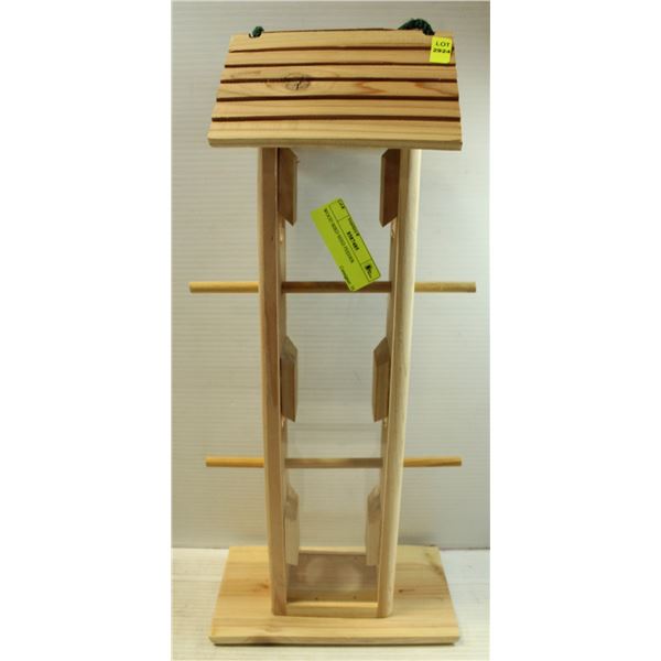 WOOD BIRD SEED FEEDER