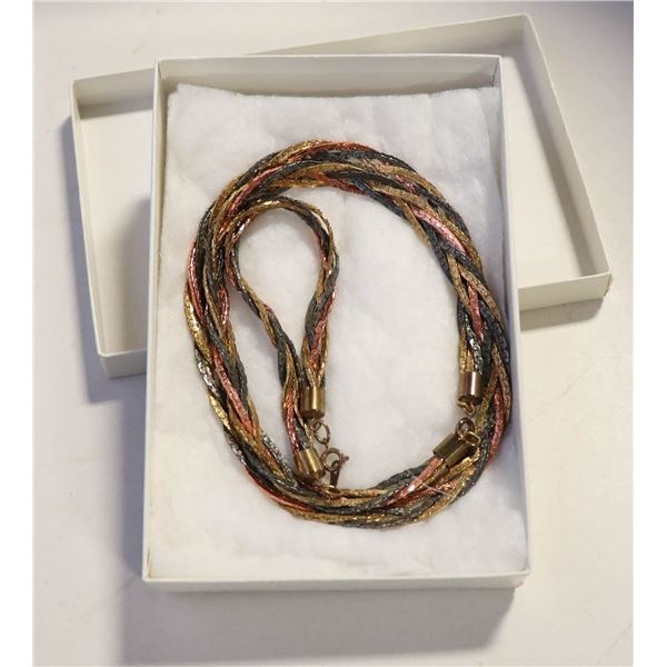 TRI COLOR BRAIDED NECKLACE & BRACELET SET