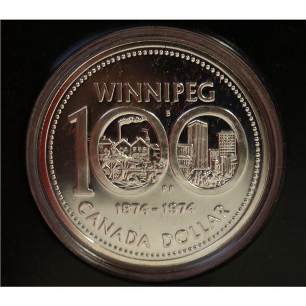 RCM 1974 PROOF SILVER DOLLAR- WINNIPEG 100