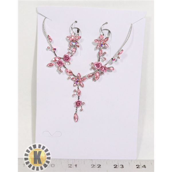 FASHION JEWELRY PINK GEMS AND ROSES