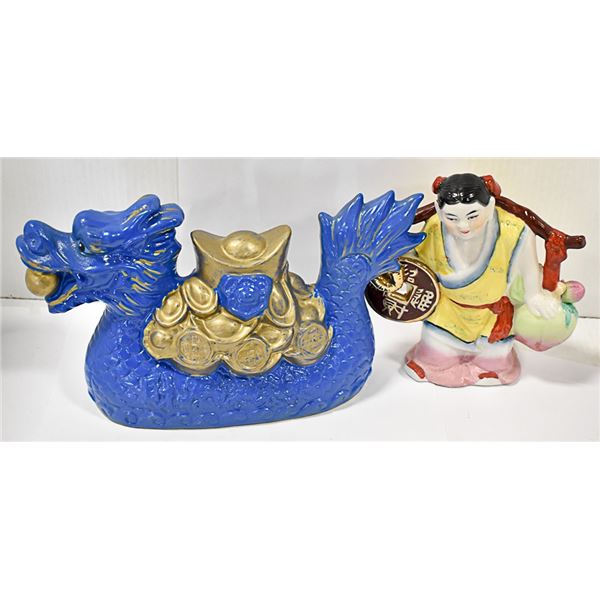 BLUE DRAGON PIGGY BANK W/ STATUE/DECOR PIECE