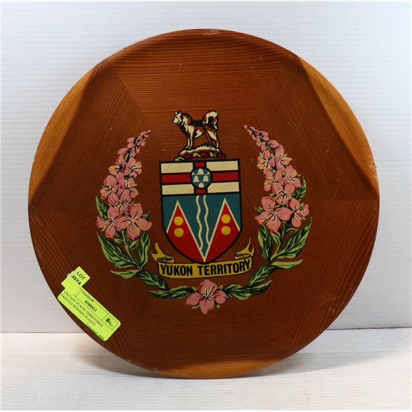 VINTAGE YUKON TERRITORIES PAINTED WOODEN PLAQUE