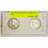 Image 1 : TWO SILVER SHILLING COINS 1943 & 1944