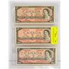 Image 1 : 3 X 1954 CANADIAN $2 BILLS