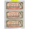 Image 1 : LOT OF 3 X 1954 CANADIAN $2 BILLS