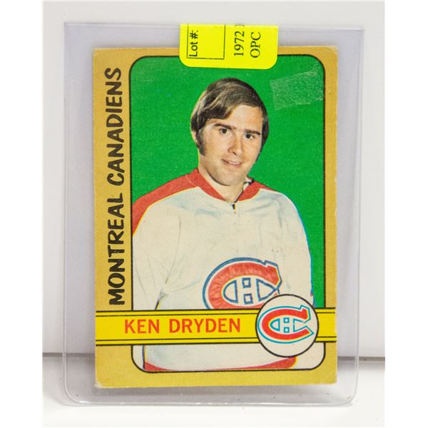 1972 KEN DRYDEN 2ND YEAR CARD OPC