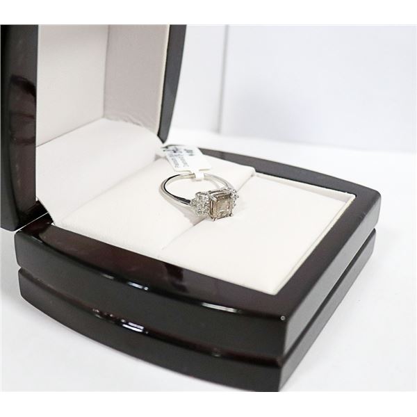 PLATINUM FANCY COLOURED BROWN DIAMOND RING S:6 1/4