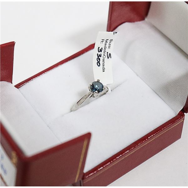 PLATINUM FANCY COLOURED BLUE DIAMOND RING S: 4 3/4