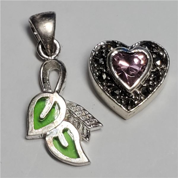 T130 SILVER GEMSTONE 2 PENDANTS