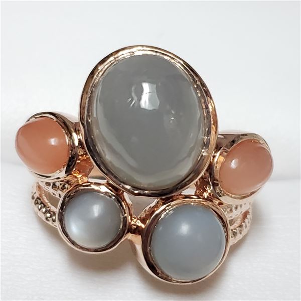 154) SILVER MOONSTONE 8CT RING, SIZE 7.5