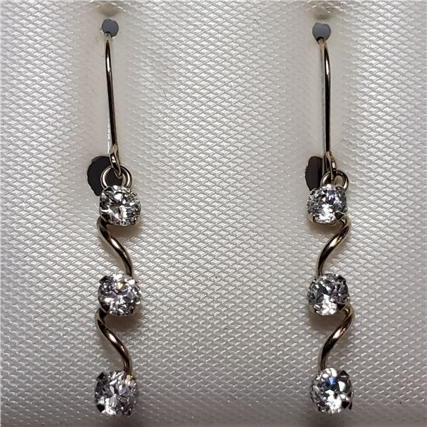 178) 10K YELLOW GOLD CUBIC ZIRCONIA EARRINGS