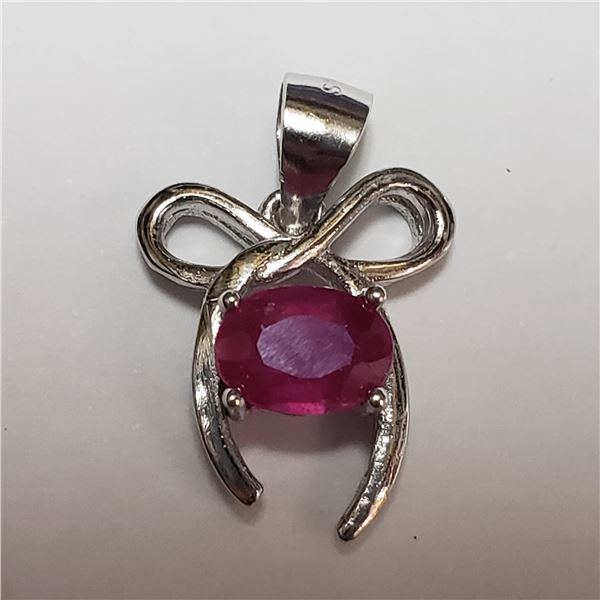 169) SILVER RHODIUM PLATED RUBY SET, EARRINGS,