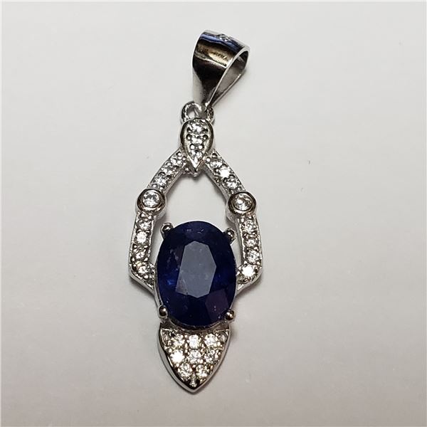 157) SILVER RHODIUM PLATED SAPPHIRE SET