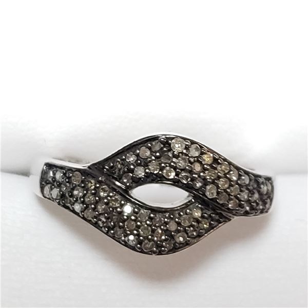 159) SILVER DIAMOND(0.3CT) RING, SIZE 9