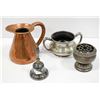 Image 1 : FLAT LOT SILVER PLATED BRASS + COPPER JUG + MORE