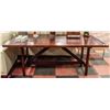 Image 1 : BROWN RUSTIC DINING TABLE H-74" H-30" W/ 40"