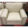 Image 1 : OFF WHITE GENUINE LEATHER 3PC SOFA, CHAIR & OTTOMN