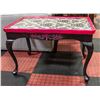 Image 2 : SOLID WOOD VINTAGE SIDE TABLE BLACK WITH PINK TRIM