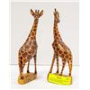 PAIR OF HAND CARVED WOODEN GIRAFFE DECOR PIECES