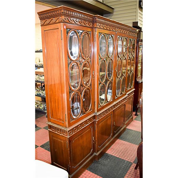 ANTIQUE WOOD CARVED BUFFET & HUTCH