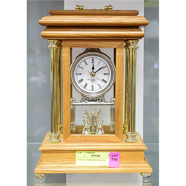 HERITAGE MANTLE CLOCK APPROX 10" TALL