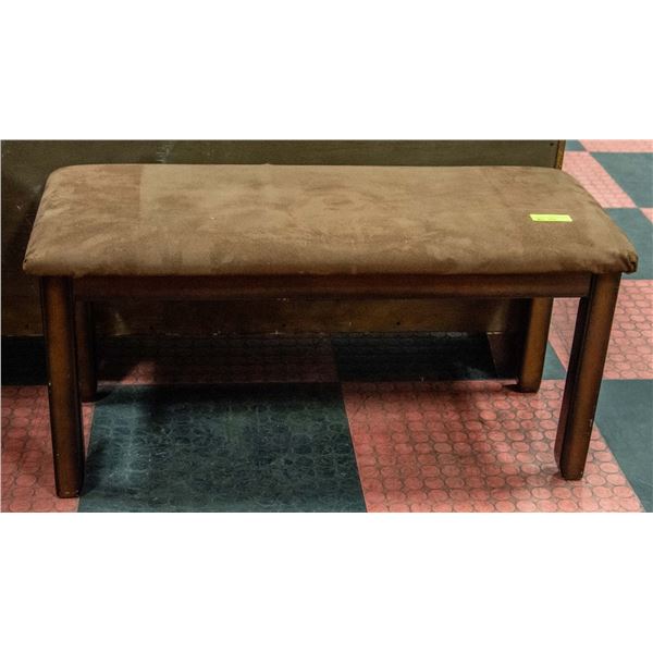 SOLID DARK WOOD PADDED BENCH