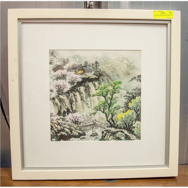 FRAMED JAPANESE ART WORK 22" X 22"